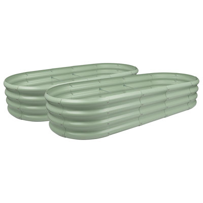 Harbour Housewares - Rounded Galvanised Steel Raised Garden Bed Planters - Set of 2