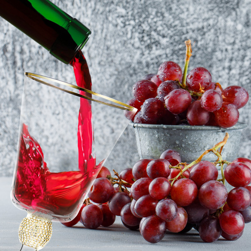 Luxurious Gold and Rhinestone Studded Wine Goblet Set