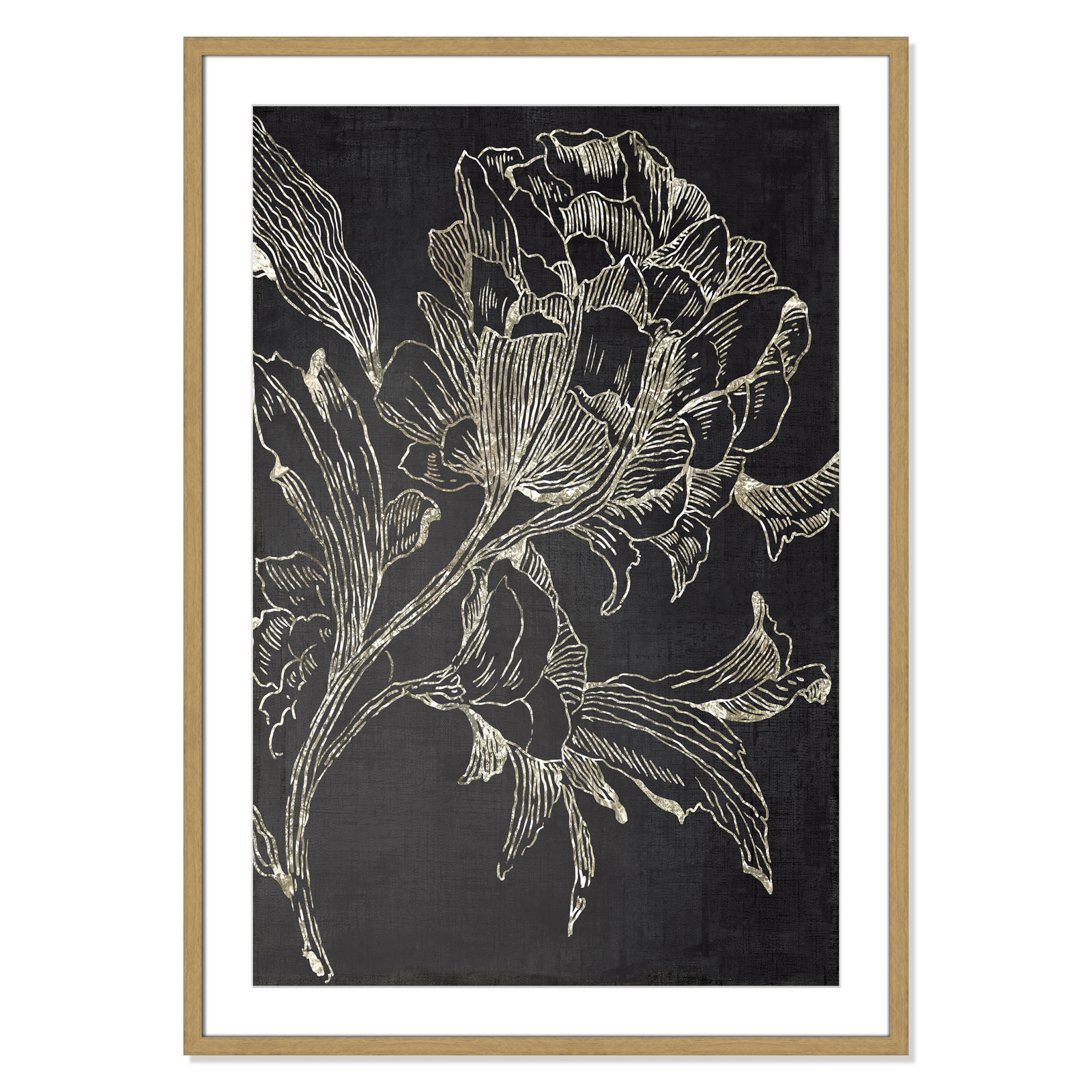 Clarendon "Golden Flower Folklore I" Print, 41.5" H x 29.5" W, Brown Framed