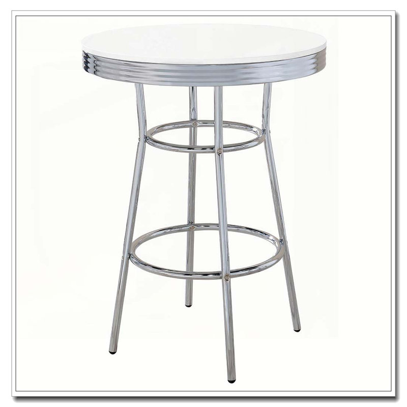 Werner Glossy White and Chrome Round Bar Table, White