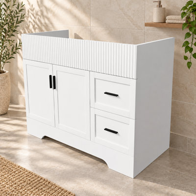 Meuble-lavabo blanc de 42,16 pouces avec portes à fermeture en douceur et 2 tiroirs
