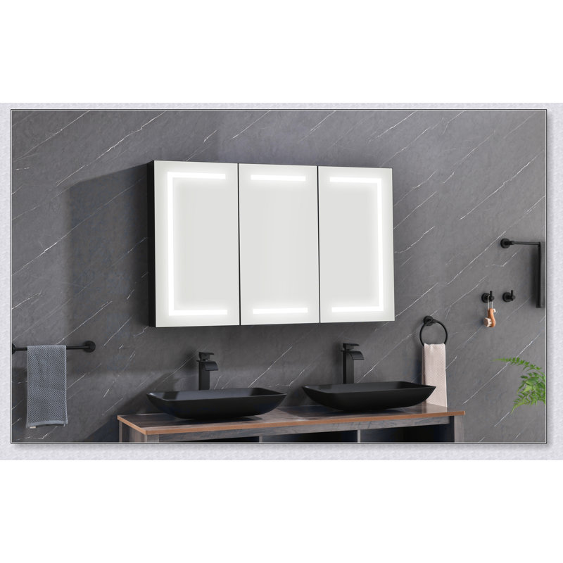 Armoires de salle de bain modernes en aluminium avec miroirs, lumières DEL et compartiments de rangement à plusieurs niveaux pour une fonctionnalité améliorée