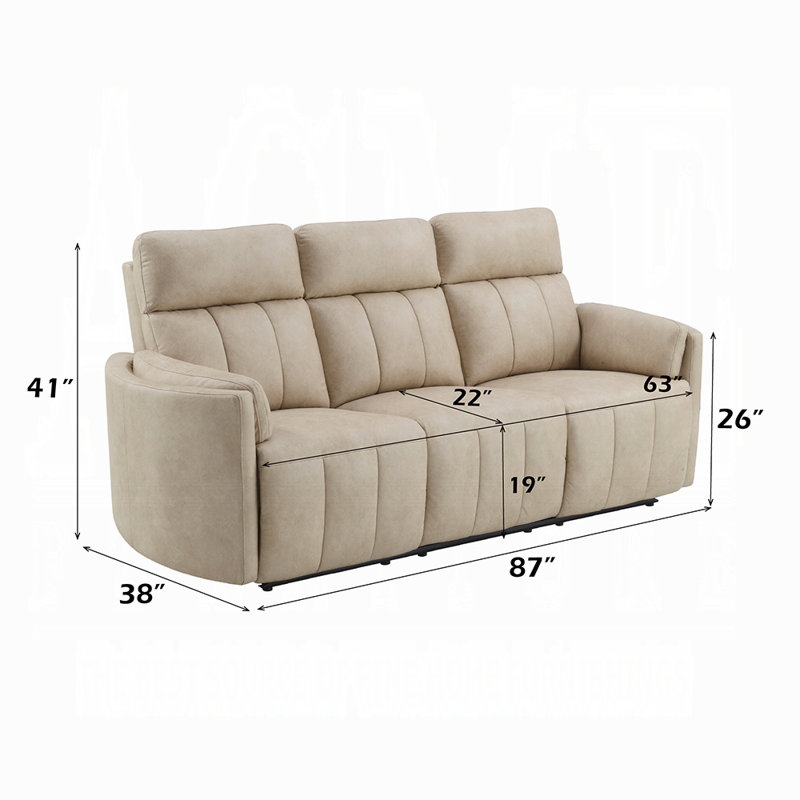 Canapé inclinable à mouvement manuel Sonny, microfibre polie beige foncée moelleuse