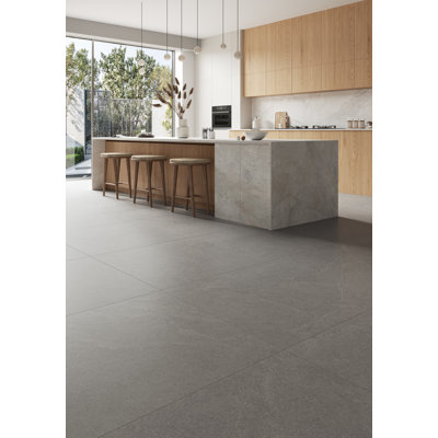 Carreau de porcelaine rectifié 24 po x 24 po gris pierre (ensemble de 4)