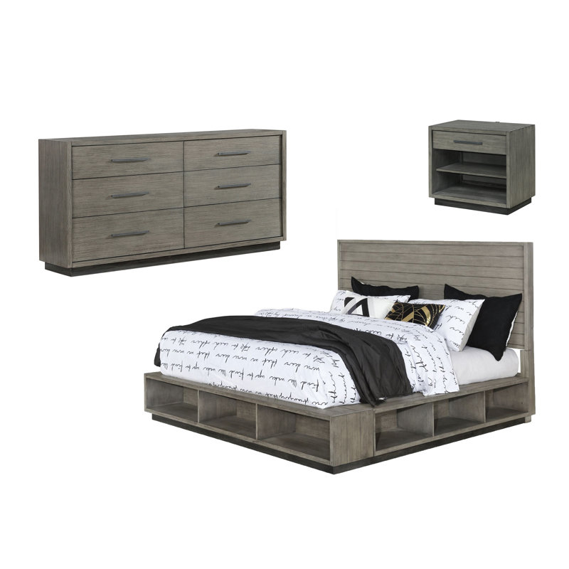 Ensemble de chambre à coucher avec commode 3 pièces Ventura, Grand
