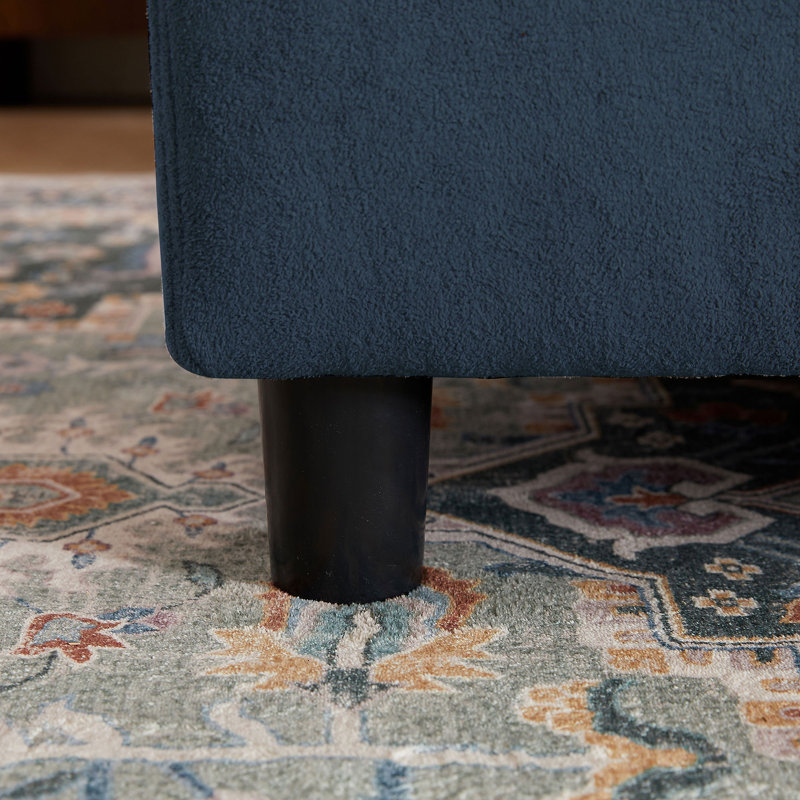 Canapé modulaire réversible de large "102,56" avec méridienne d'angle, Tissu bleu