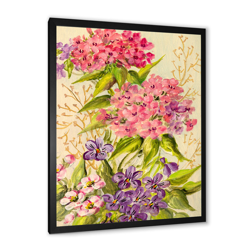 «Pink and Purple Wildflowers II», reproduction sur toile encadrée, Toile avec cadre photo noir, H 20 po x l 12 po x P 1 po
