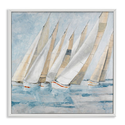 Sailboat Regatta Coastal Scene Framed Giclee, design by Lorenzo Collective