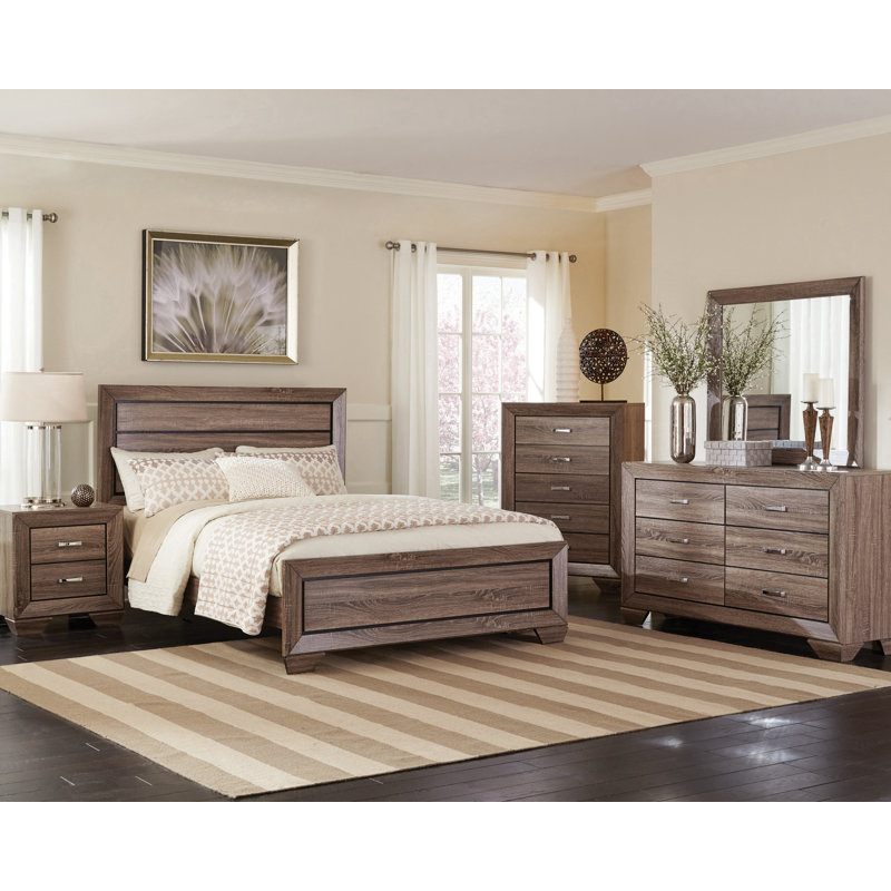 Ensemble de chambre à coucher 5 pièces Bryenna en taupe délavé, Grand