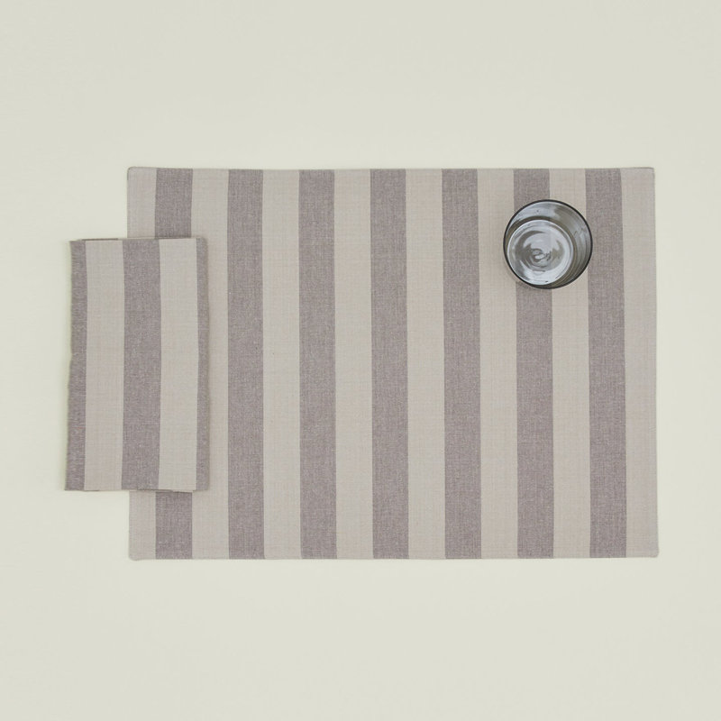 Essential Striped Placemat - Set Of 4, Light Gray/Dark Gray