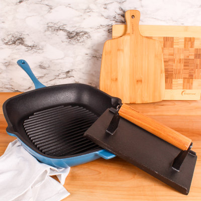 BergHOFF Neo 2Pc Cast Iron Grill Set: Grill Pan & Bacon/Steak Press