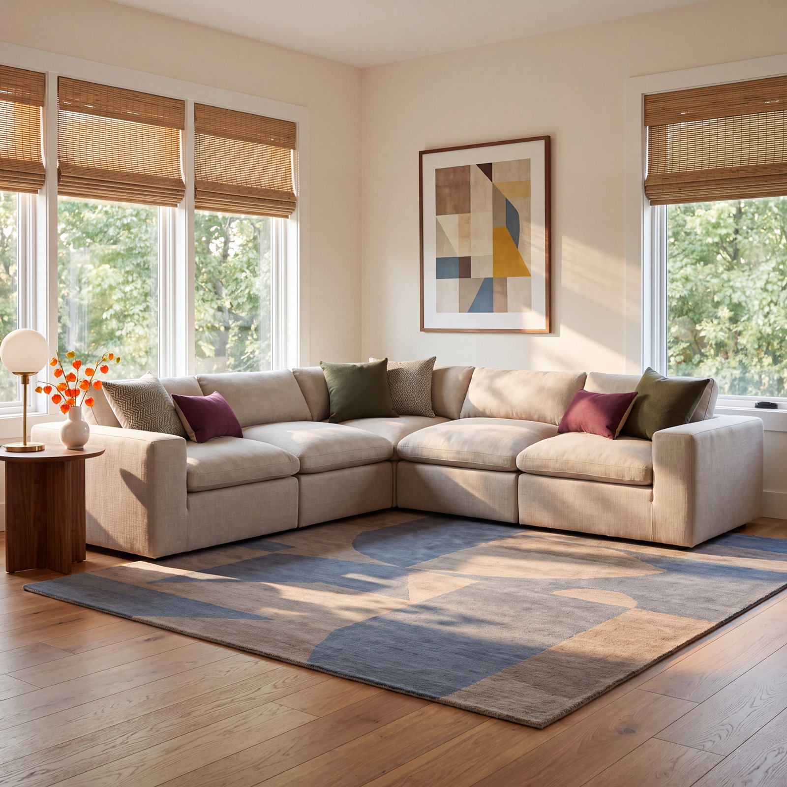 Asher Modular Upholstered L-Sectional, Effie Flax Performance Linen
