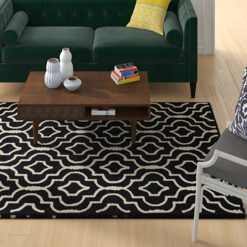 Cannen Hand Tufted Wool Geometric Rug, Rectangle 4' x 6'
