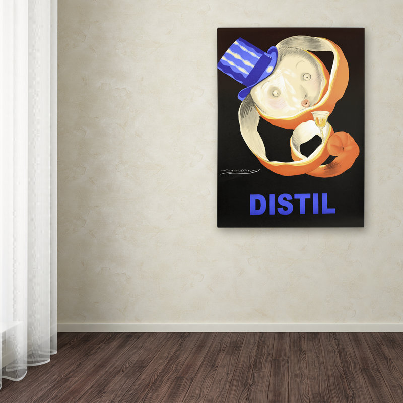 « distiller », affiche rétro sur toile tendue, H 47 po x l 35 po