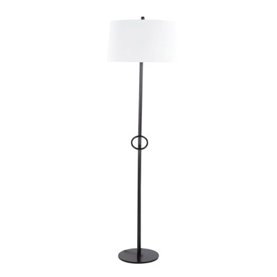 Shadow Contemporary Floor Lamp In Black Steel With White Linen Shade