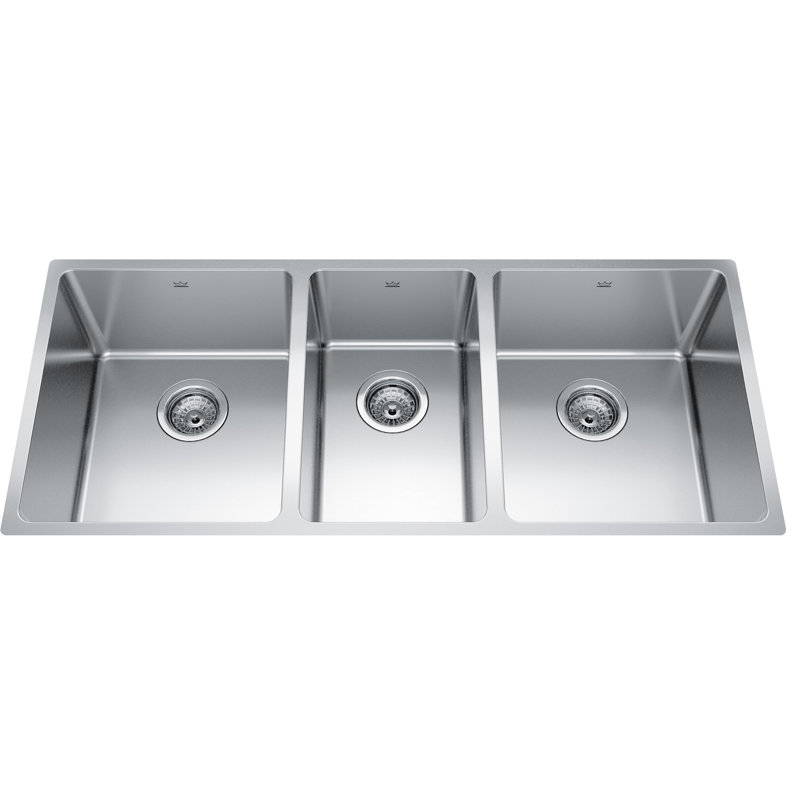 Brookmore 41.5" Satin Stainless Steel Triple Bowl Undermount Sink