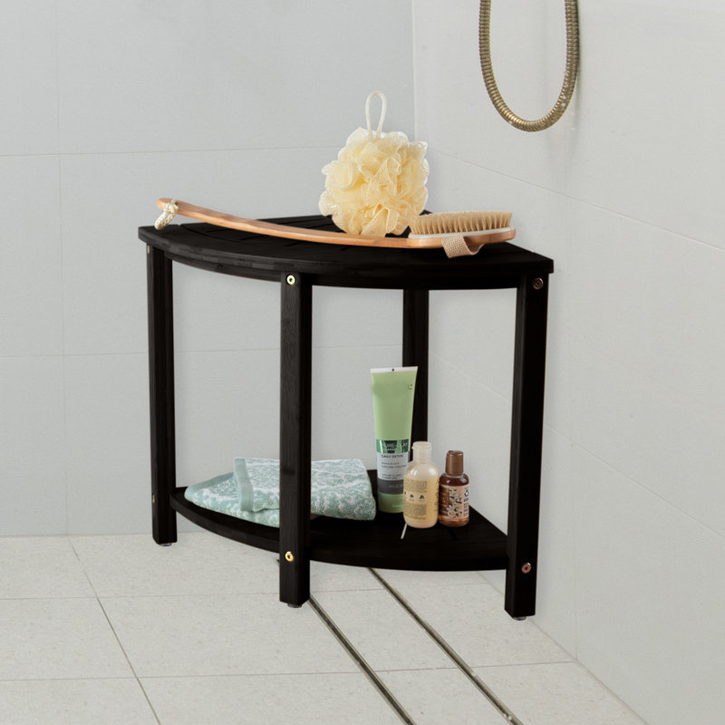 Lavish Home Corner Shower Bench - Water Resistant Shower Stool for Inside Shower, Bathroom, or Sauna - Shower Foot Rest for Shaving Legs, Bench Seat, or Bathroom Storage