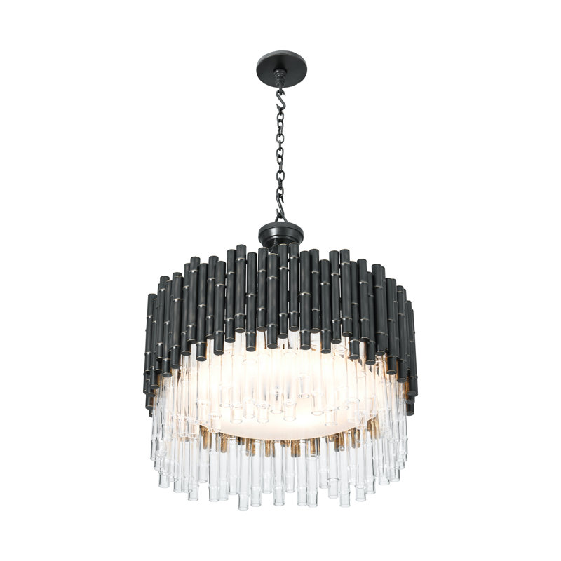 TA Illuminations Chandelier, 6 Lights, Romulus Bamboo, 17.5" H x 27.75" W x 27.75" D