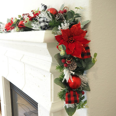 60'' in. Faux Poinsettia Garland