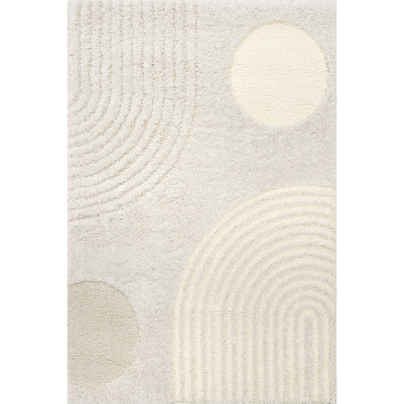 Hazy Swirl Abstract Shag Area Rug, Rectangle 6'7" x 9'