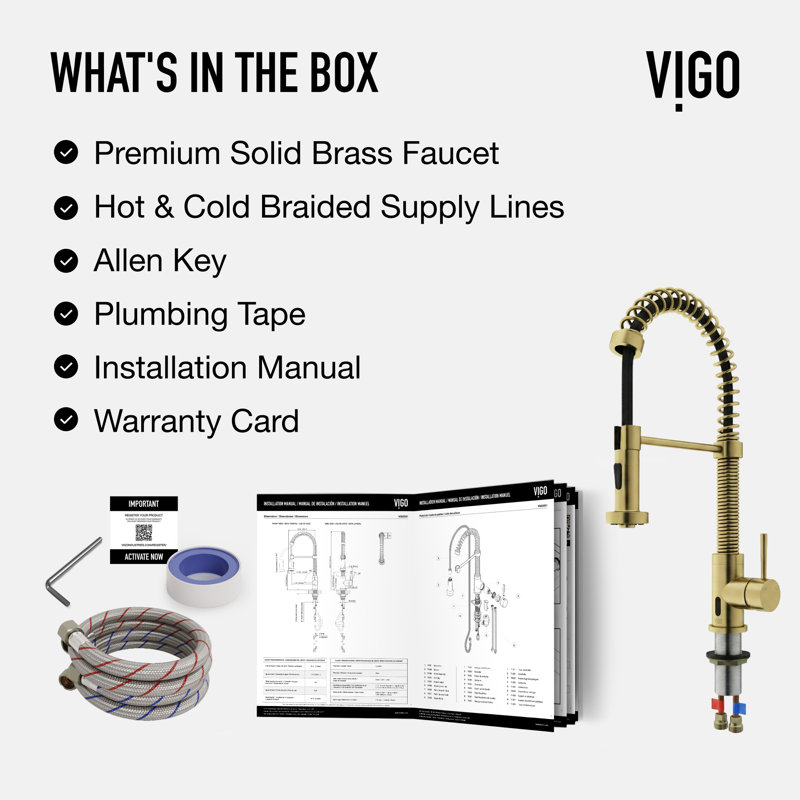 Edison 19" H 1-handle Pull-Down 2-Function Sprayer Touchless Kitchen Faucet, Matte Brushed Gold