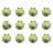 Set of Twelve Yellow Green And Silver Floral Ceramic Drawer Pull Knobs