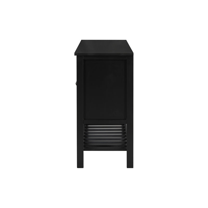 Elegant Entryway Table with Polygonal Door Design, Black