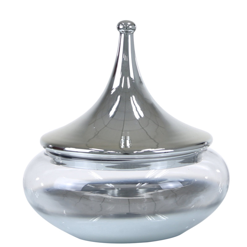 Barcomb Glass Decorative Urns & Jars, Silver, 38cm H x 35.5cm W x 35.5cm D