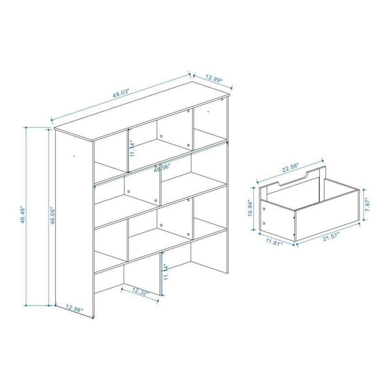 Multi-Functional 7 Shelf Bookcase with 2 Hook