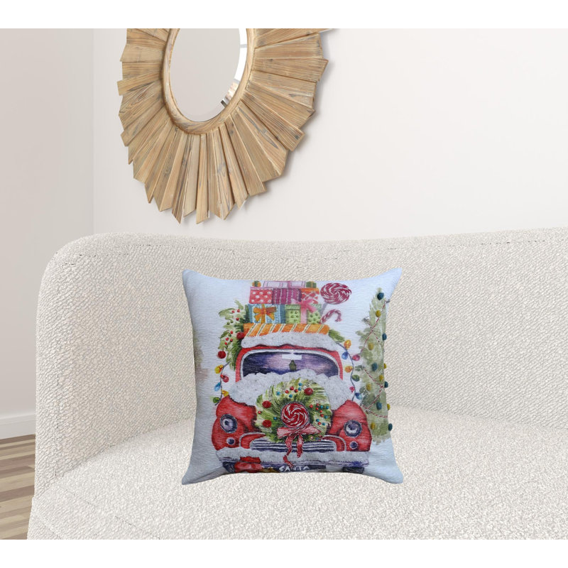 Pom-poms Cotton Blend Throw Pillow