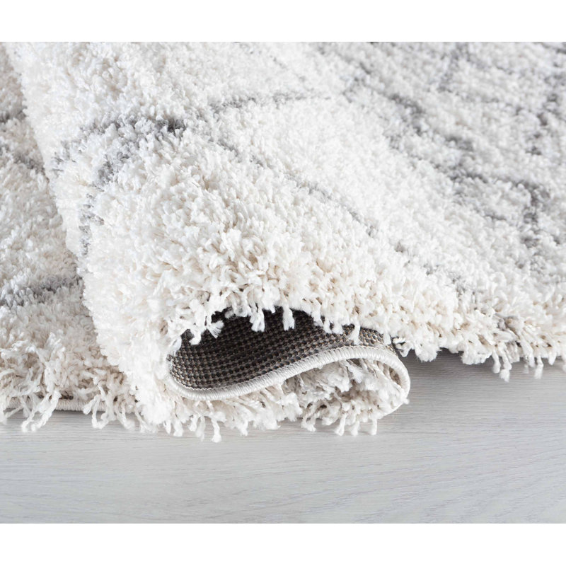 Teddy Geometric Shag Area Rug, Rectangle 120 x 170cm