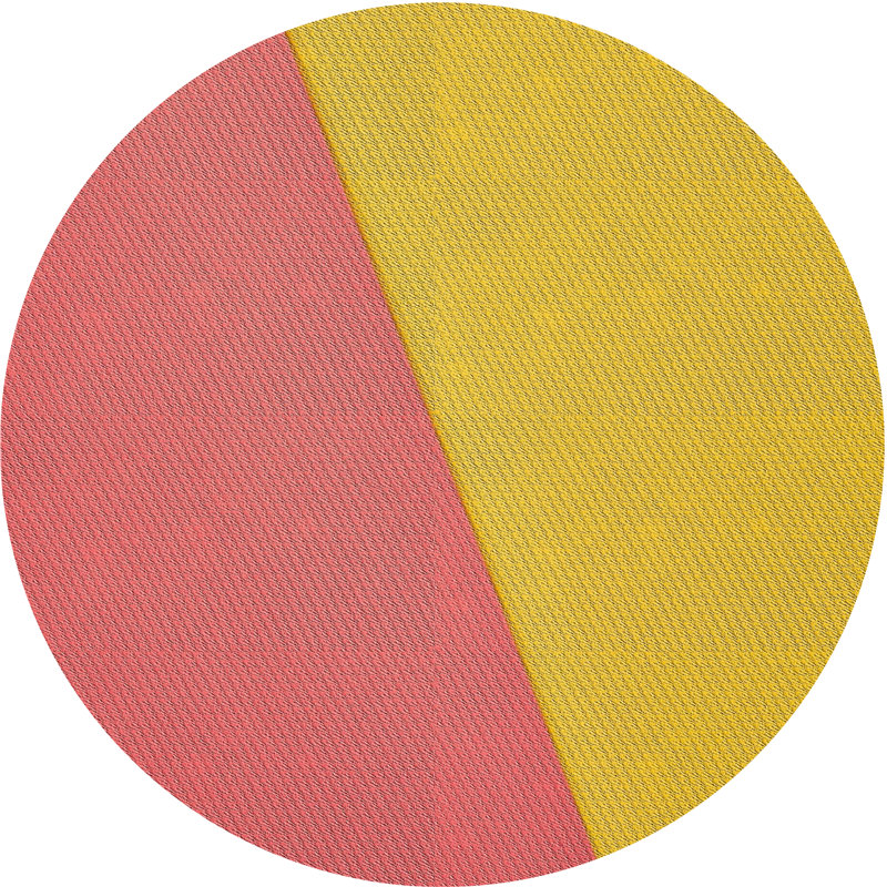 Tapis orange à motifs/zone saumon, Rond 3 pi