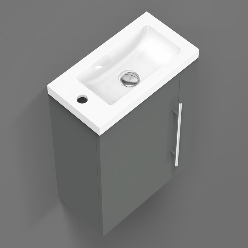 Nikkea 440mm Single Bathroom Vanity with Drop In Resin Basin, Grey