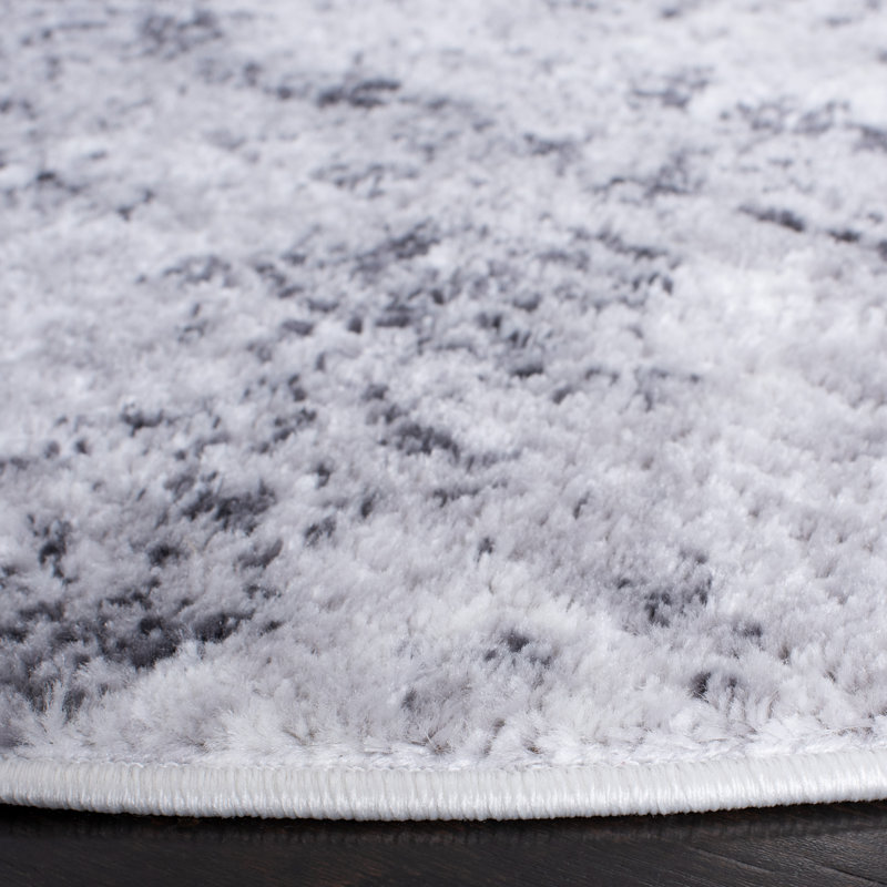 Tapis abstrait gris / ivoire Minyard, Rectangle 3 pi x 5 pi