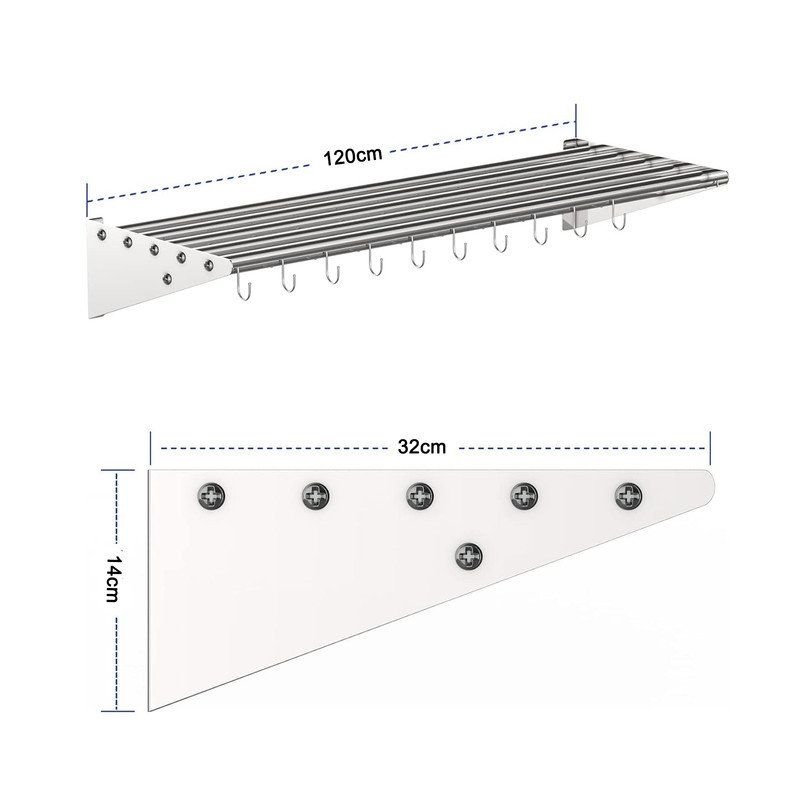 Pot Rack, 14cm H x 120cm W x 32cm D