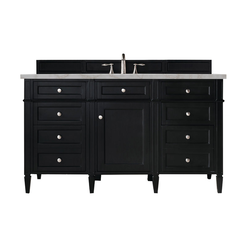 Meuble-lavabo simple 60 po Dussault, Argent victorien, 8 po, Pacane