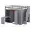 Lit mezzanine avec garde-robe, bureau et tablettes-226718734