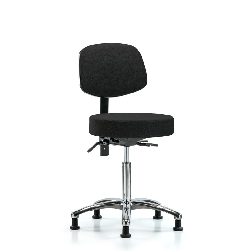Tabouret de laboratoire à hauteur réglable Dalia, Noir, Patins, 18.5"-24"