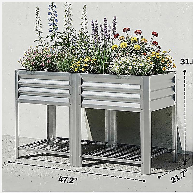 Outdoor Elevated Planter Box,Raised Garden Bed, Silver