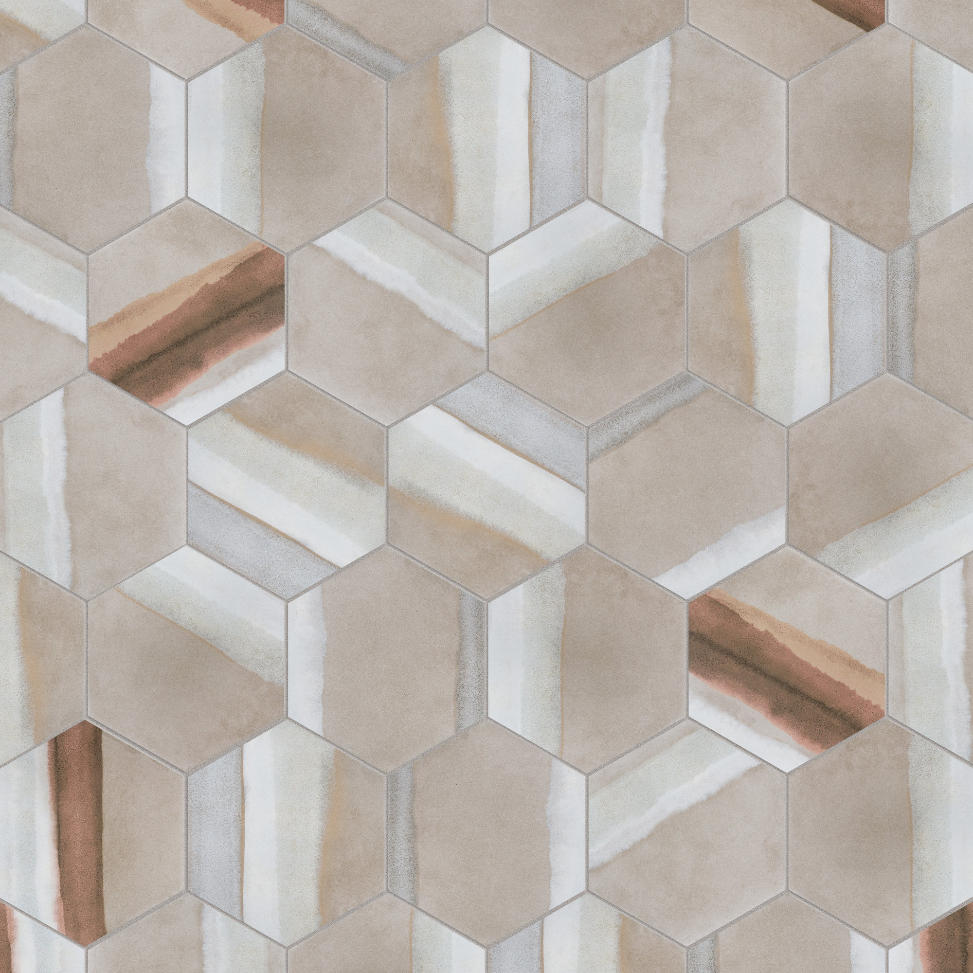 Matter Hex Canvas 8' x 9' Stone Look Wall & Floor Tile, Taupe/Red