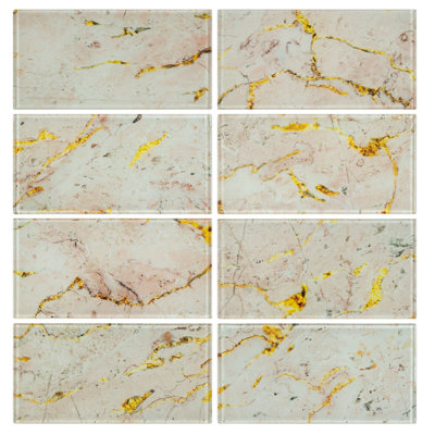 3'' W x 6'' L Glass Peel and Stick Subway Tile