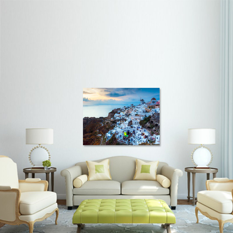 Spectacular Santorini - Photographie sans cadre, H 40 po x l 60 po x P 1,5 po, Aluminium