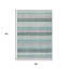 Tapis bleu sarcelle et ivoire à rayures 5 pi x 8 pi pour l'intérieur et l'extérieur