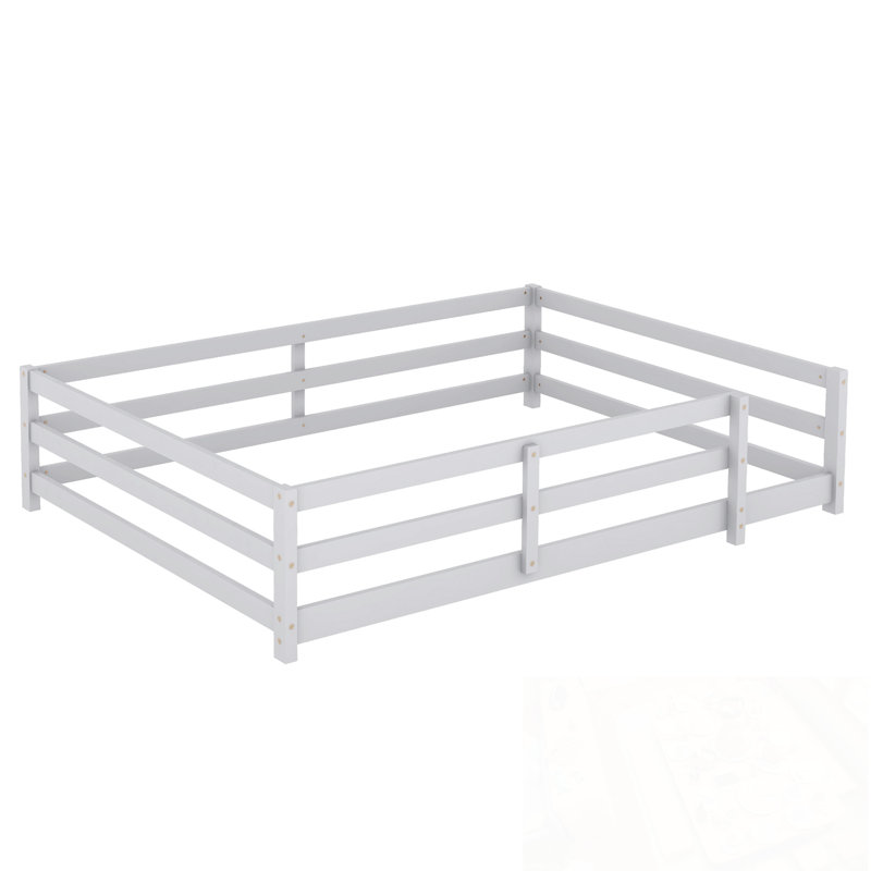 Lit double sur pied avec clôture, Grey, Lit double
