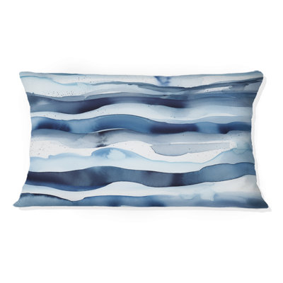 Coussin décoratif abstrait avec vagues bleues classiques II