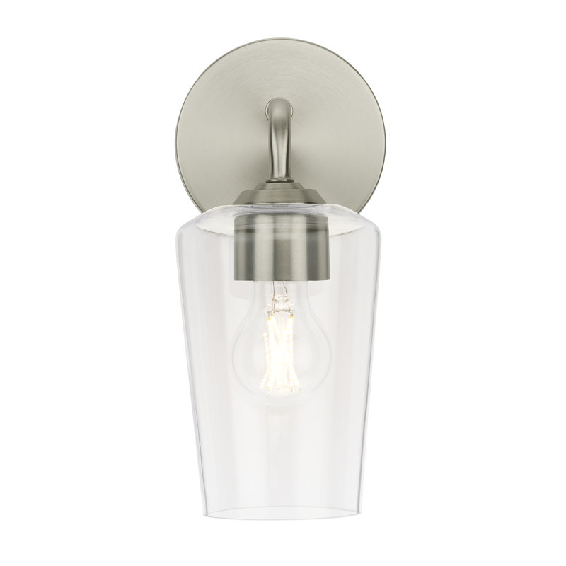  Celino One-Light Wall Sconce with Glass, Brushed Nickel, White