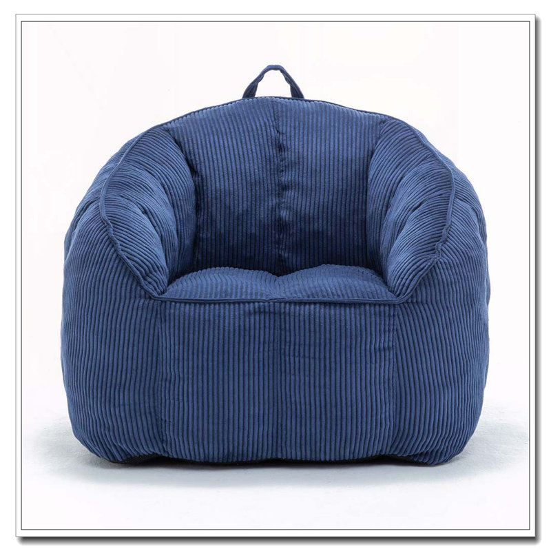 Grand fauteuil à billes en velours côtelé avec accoudoirs Comfy, Bleu très foncé