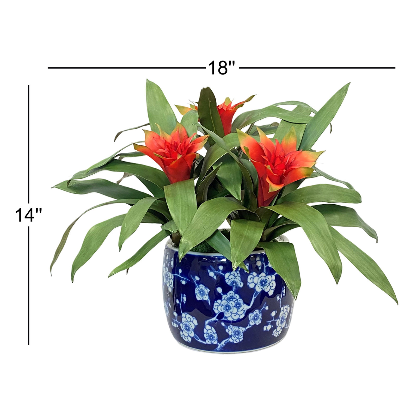 Arrangement in Vase, 14" H x 18" H x 18" D, Orange
