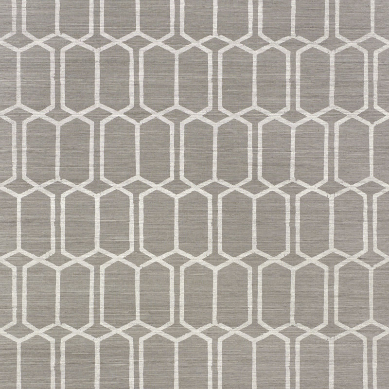 Modern Trellis Hemp Shimmer Wallpaper, Charcoal