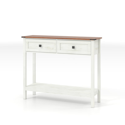 Farmhouse Console Table With Drawers And Bottom Storage Shelf, Rustic Entryway Side Table For Living Room, Hallway, Antique White | Gift Idea